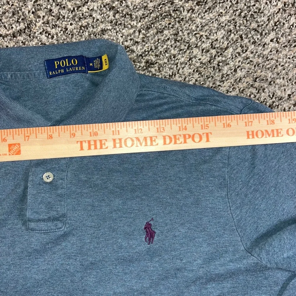 Polo Ralph Lauren Mens Medium Blue Heather Short Sleeve Cotton Polo Tennis Tail